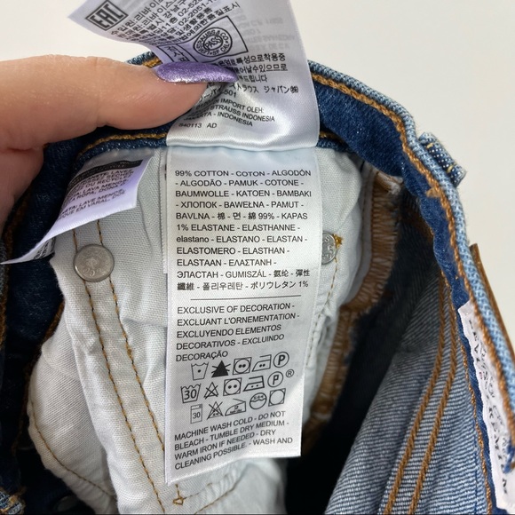 Levi’s 501 high waist crop straight leg Charleston fun distressed hem jeans - Picture 10 of 13